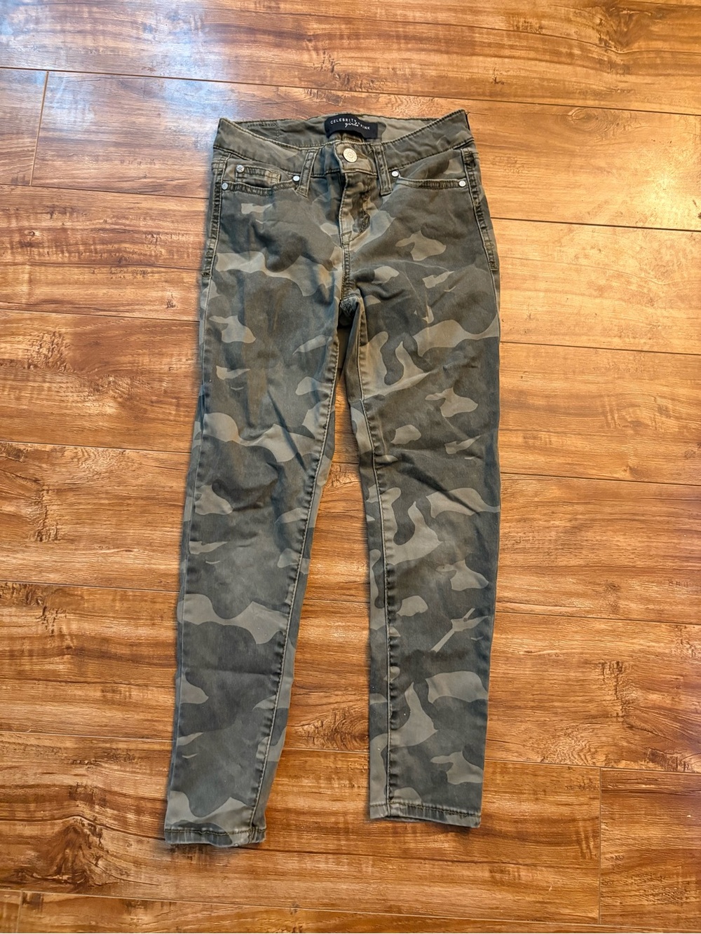 Celebrity Pink Girls Camo Skinny Jeans - Olive & Gray